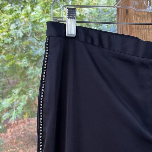 Express Women's Black Vintage Sateen Pants Rhinestones 1990's Y2K Era Size 9/10 - Picture 3 of 10